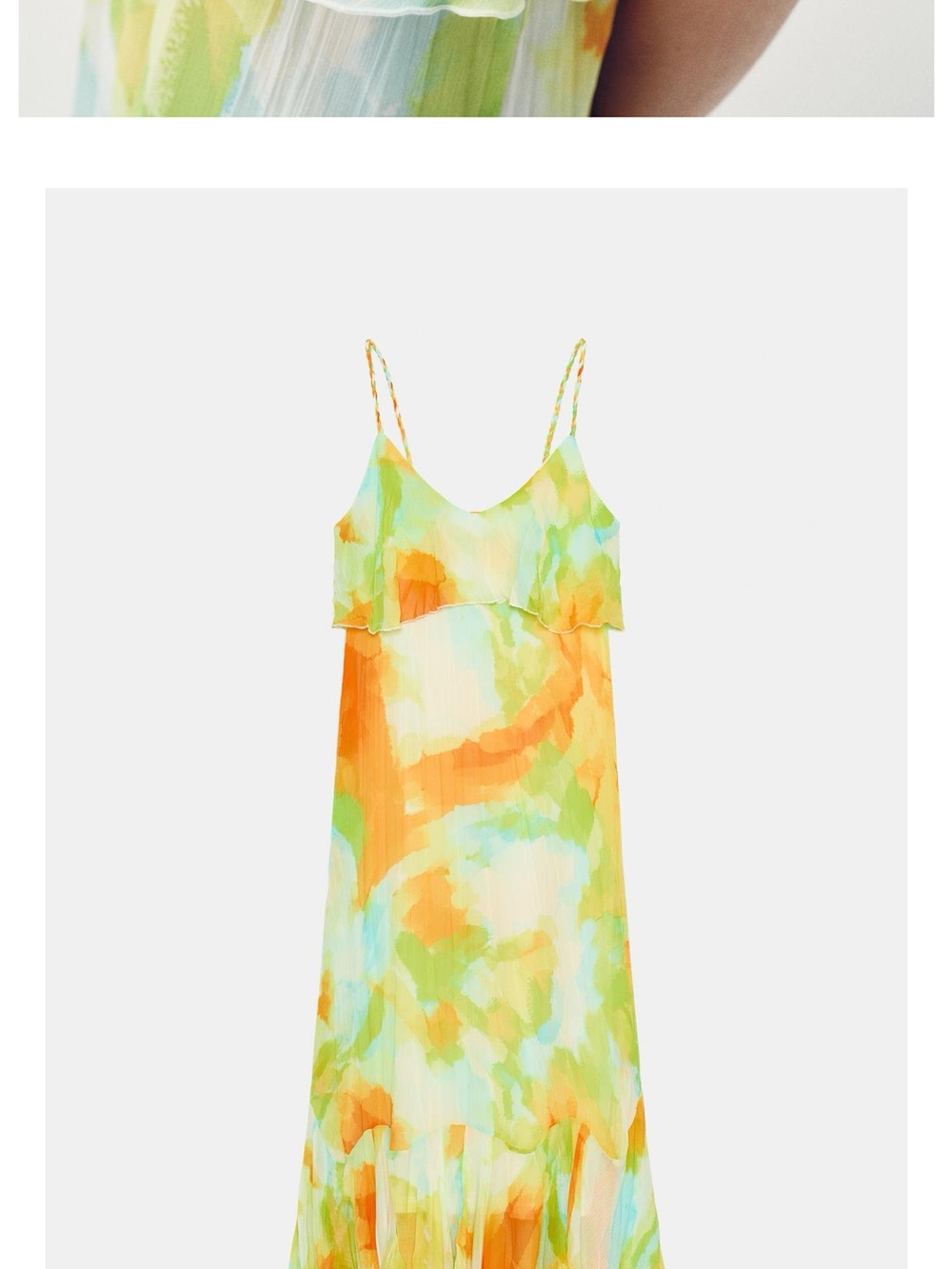 ZARA PRINTED RUFFLE MIDI DRESS Size M NWT - Picture 8 of 10